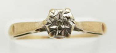 A 9ct gold ring set with a diamond, 1.5g, size K