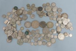 Approximately 694g of English silver coins 1918-1947