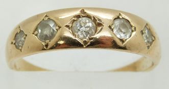 A yellow metal ring set with diamonds, 2.5g, size K/L