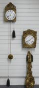 Early 19thC French comtoise with verge escapement, two train wall clock with white enamel Roman