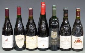 Ten bottles of French red wine comprising Chateauneuf du Pape Domaine de Valori 1992, three