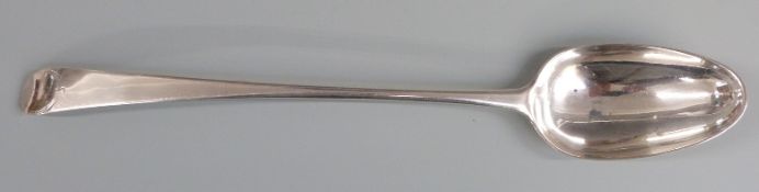 Georgian hallmarked silver basting spoon, marks rubbed, maker likely William Sumner & Richard
