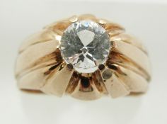 A 9ct gold ring set with a cubic zirconia, 6.7g, size Q