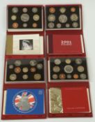 Four Royal Mint cased UK Proof Collection coin sets for 2001, 2002, 2003 and 2004 with certificates