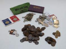 A collection of largely UK coinage, crowns etc, includes approximately 395g of mixed silver
