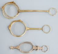 Three sets of gold plated lorgnettes