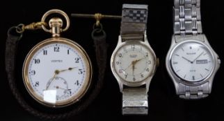 Two gentleman's wristwatches Accurist WR 50 with day and date aperture, luminous hands, silver dial,