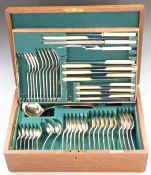 Walker & Hall part canteen of silver plated cutlery, mostly six place settings