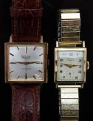 Curtis gold plated gentleman's wristwatch with date aperture, gold dauphine hands and baton markers,