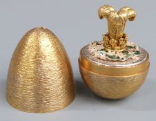 Stuart Devlin limited edtition hallmarked silver gilt Prince of Wales and Lady Diana Spencer egg