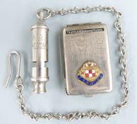 'SS Montcalm' shipping interest vesta with perpetual calendar and enamelled badge, and an ARP