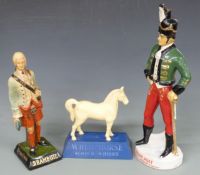 Three advertising figures, White Horse Scotch Whisky, Drambuie 'Prince Charlie' and Irish Mist Irish