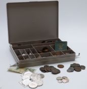 An amateur collection of UK coinage, George II onwards, in collector's tray, includes small silver