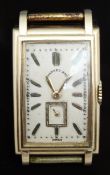 Movado for Lambert Brothers gentleman's Art Deco wristwatch with inset subsidiary seconds dial, gold