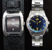 Two Storm gentleman's wristwatches Lucre with date aperture, yellow hands and markers, blue dial,