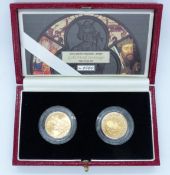 Elizabeth II 2000 sovereign pair set comprising UK and Jersey proof gold full sovereigns, cased with