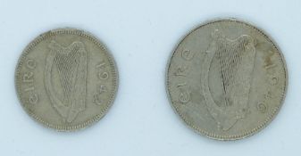 Irish Free State 1946 sixpence and a 1942 threepence