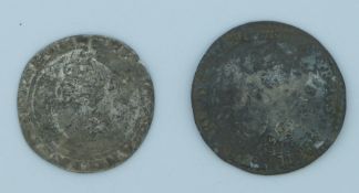 Philip and Mary 1554 sixpence, together with an Elizabeth I example