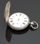 Waltham hallmarked silver full hunter pocket watch with subsidiary seconds dial, gold hands, black