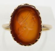 Victorian/ Edwardian ring set with an intaglio cameo, 2.5g, size O