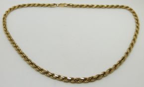 A 9ct gold rope twist necklace, 21.3g