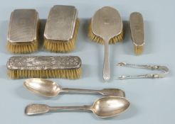 Pair of Victorian hallmarked silver fiddle pattern table spoons, London 1855 maker Chawner & Co,