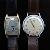 Two gentleman's wristwatches, one Marvin with subsidiary seconds dial, gold hands and Arabic