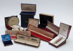 Ten various watch boxes including Movado, Yema, Bernex, Baume and Mercier, Waltham, Ingersoll,