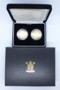Elizabeth II 2004 and 2005 proof gold sovereign set comprising two gold full sovereigns, one with