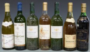 Eight bottles of European wine. Two bottles of Chateau Ramanfort Bergerac-Sec 1997, Mouton Cadet