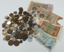 An amateur collection of overseas coinage, 18thC onwards, includes a few banknotes and small