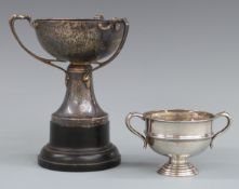 Art Nouveau three handled tyg or trophy cup, Birmingham 1928 maker Joseph Gloster Ltd, height on