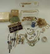 A collection of jewellery including Hollywood brooch, vintage watches, vintage necklaces, faux