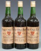 Three bottles of 'Burford' Black Seal Fine Old Port, bottled for Garne & Sons, each 750ml