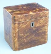 19thC tortoiseshell tea caddy, W11cm