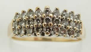 A 9ct gold ring set with diamonds, total carat weight approximately 0.5ct, 3.6g, size O