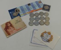 A small collection of modern crowns including twelve Churchill examples