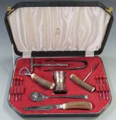 Cased Viners cocktail or barman's set including measure, bottle opener, corkscrew, cocktail sticks