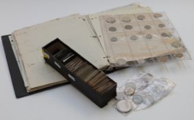 An amateur collection of UK and overseas coinage, Victoria onwards, some silver content, in a