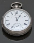 J G Graves The Express English Lever hallmarked silver open faced pocket watch with inset subsidiary