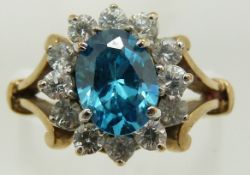 A 9ct gold ring set with cubic zirconia, 3.4g, size K