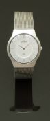 Skagen Steel gentleman's wristwatch ref. 233LSS with steel hands, baton markers, stepped dial and