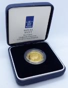 1996 gold proof £25 Guernsey coin commemorating Queen Elizabeth II 70th Birthday, cased with