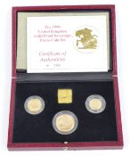 Elizabeth II 1980 United Kingdom proof gold sovereign three coin set with certificate, comprising