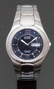 Citizen Eco-Drive Titanium WR100 gentleman's wristwatch ref. E100-K18434 with day and date aperture,