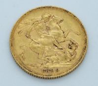 Victoria 1899 gold full sovereign