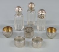 Pair of Elkington Victorian hallmarked silver open salts, London 1873, three Victorian hallmarked
