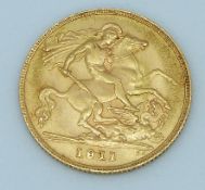 George V 1911 gold half sovereign