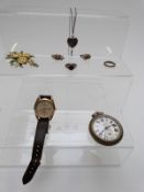 A collection of jewellery and watches including Citizen, Winegartens pocket watch, silver locket,