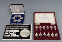Games of the XXII Olympiad Moscow 1980 coin set comprising six silver coins in presentation case